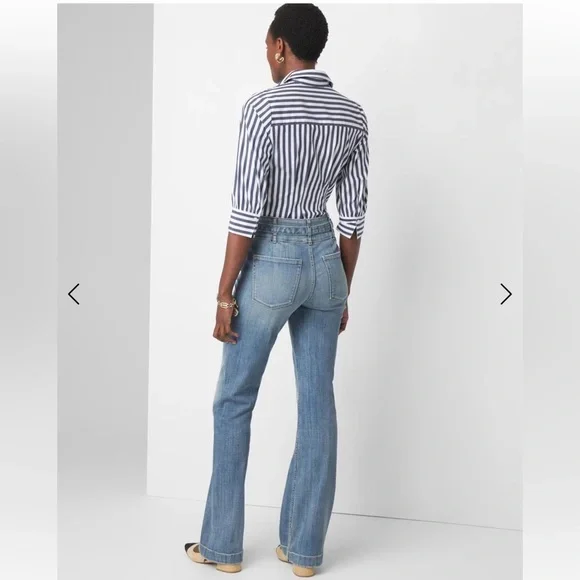 WHBM Extra High-Rise Trouser Everyday Soft Size 6 Medium Wash Blue EUC $120 KL - Picture 2 of 16